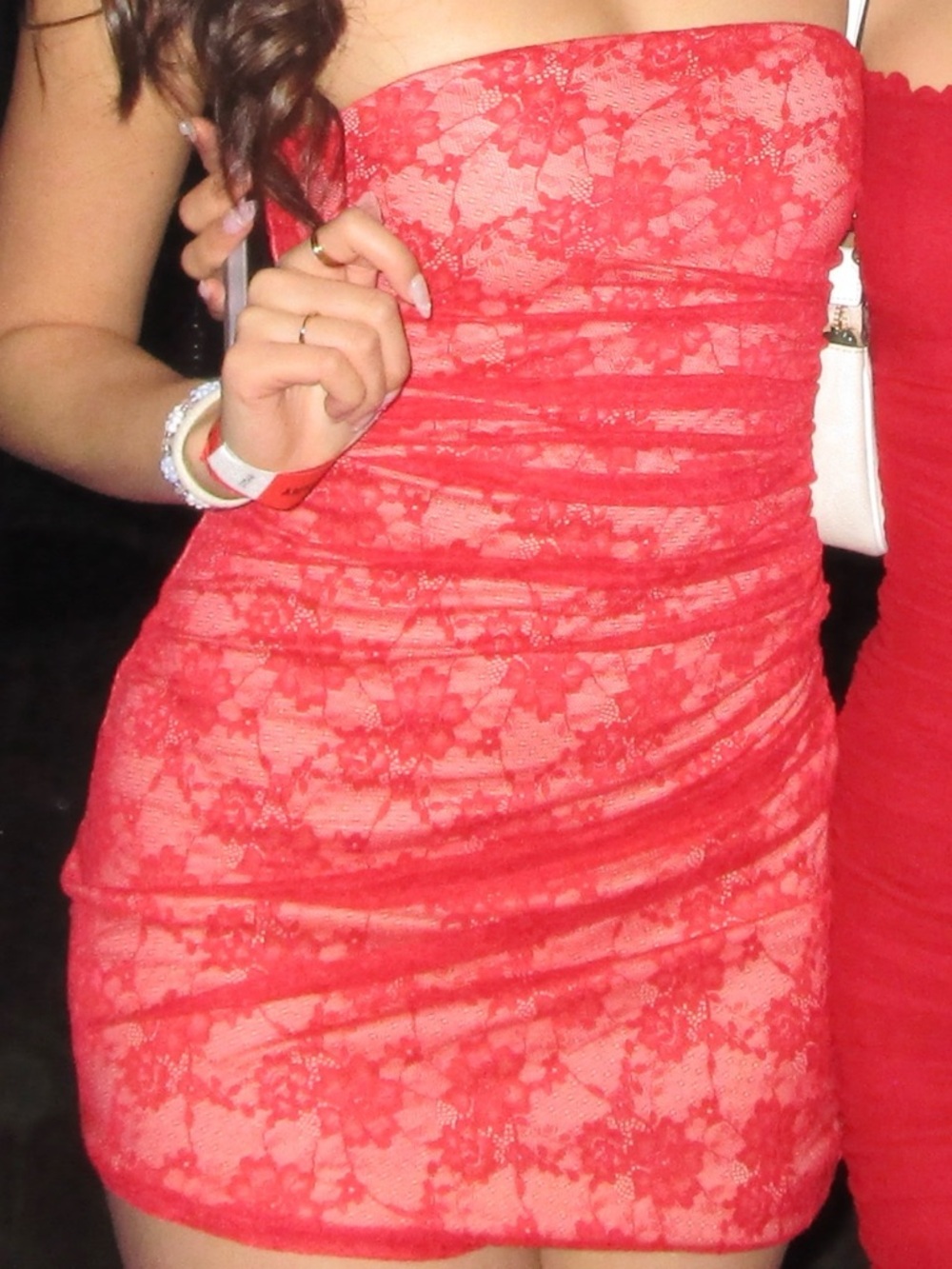 Strapless Red Lace Bodycon Dress